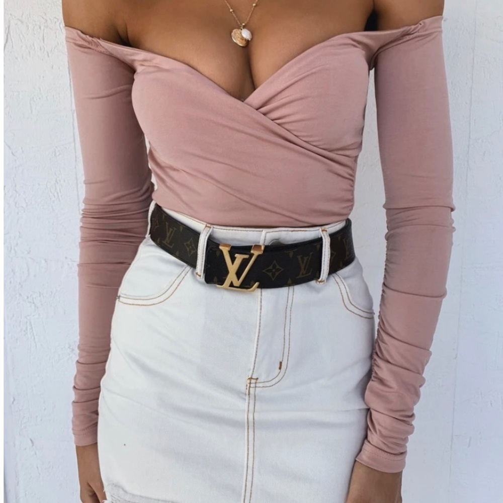Blush off the shoulder crop top